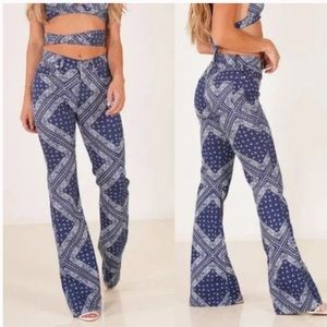Revice La La Land Bandana Flare Jeans Laguna Blue Size 28